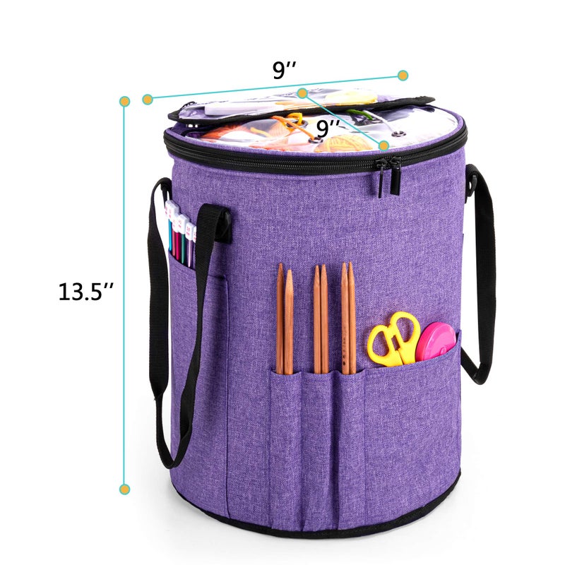 Teamoy Crochet Bags for Women, Yarn Storage Organizer, Knitting Project Bag for Knitting Needles and Hooks, Purple - Image 4